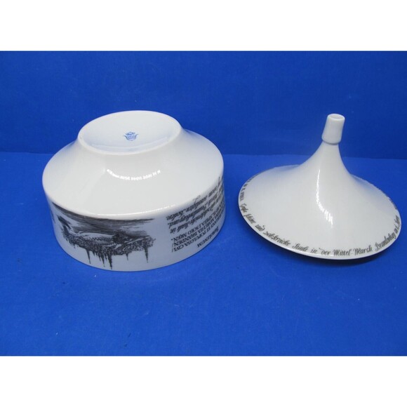 Unterweissbach Mid Century Porcelain 5 1/2" D Covered Bowl 18th Century Scenes - Picture 14 of 16